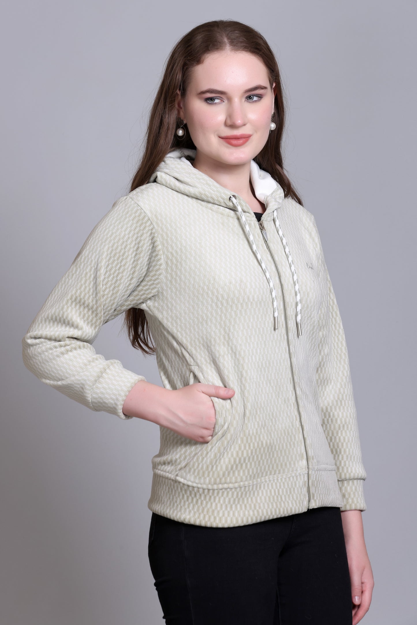 Winter Wear Cotton Fleece Jacket-Seladon