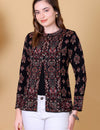 Black Jacquard Knit Warm Patterned Cardigan