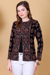 Black Jacquard Knit Warm Patterned Cardigan