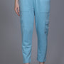 Plus Size Winters Cozy Fleece Cargo Pants For Women - Cyan