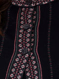 Jacquard Knit Warm Woollen Cardigan - Black