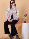Jacquard Knit Warm Woollen Cardigan - Off White