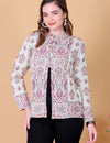 Jacquard Knit Warm Woollen Cardigan - Off White