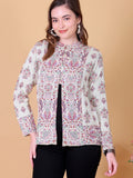 Jacquard Knit Warm Woollen Cardigan - Off White