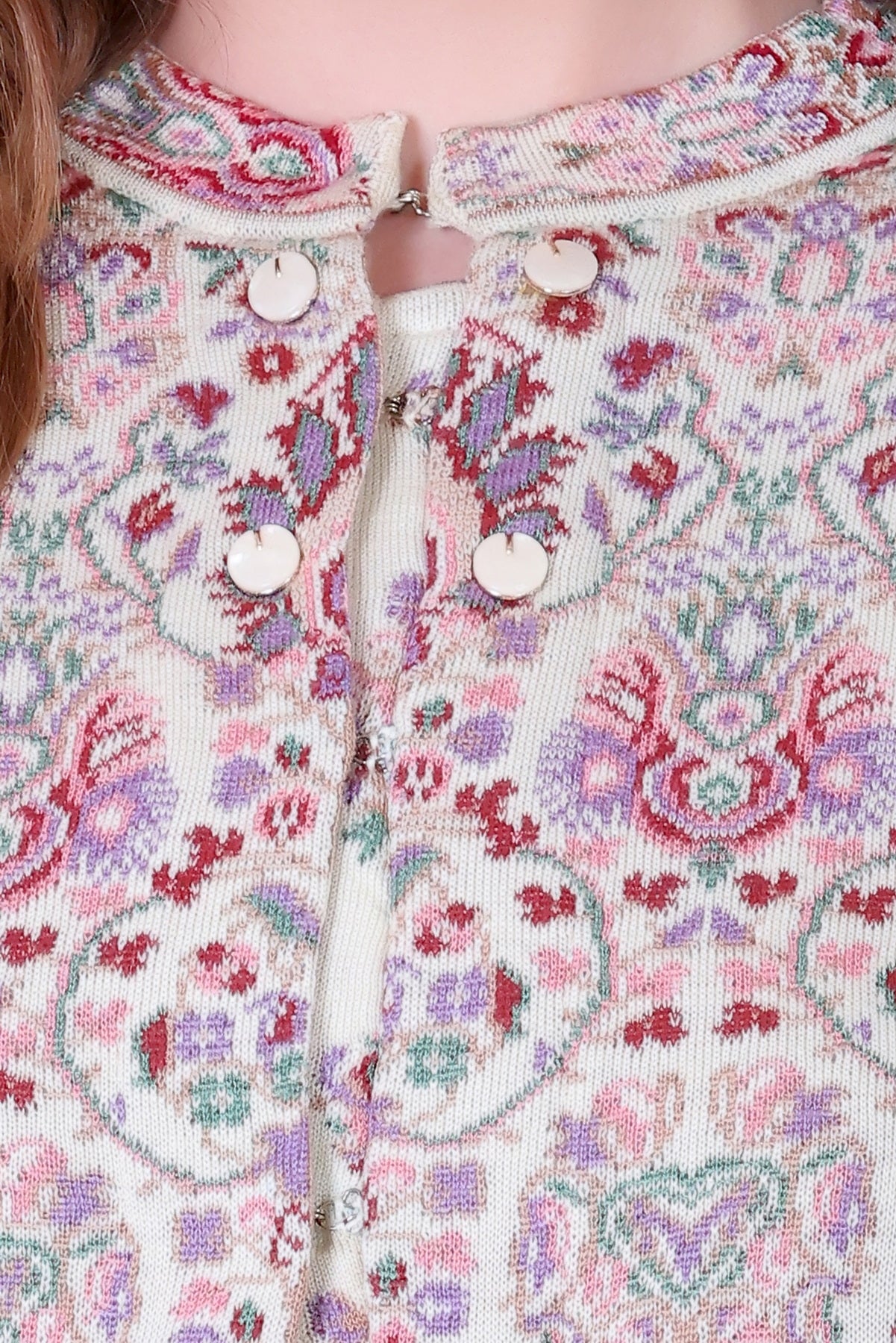 Jacquard Knit Warm Woollen Cardigan - Off White