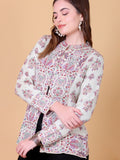 Jacquard Knit Warm Woollen Cardigan - Off White