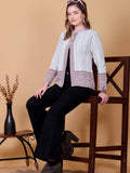 Jacquard Knit Warm Woollen Cardigan - White