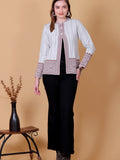 Jacquard Knit Warm Woollen Cardigan - White