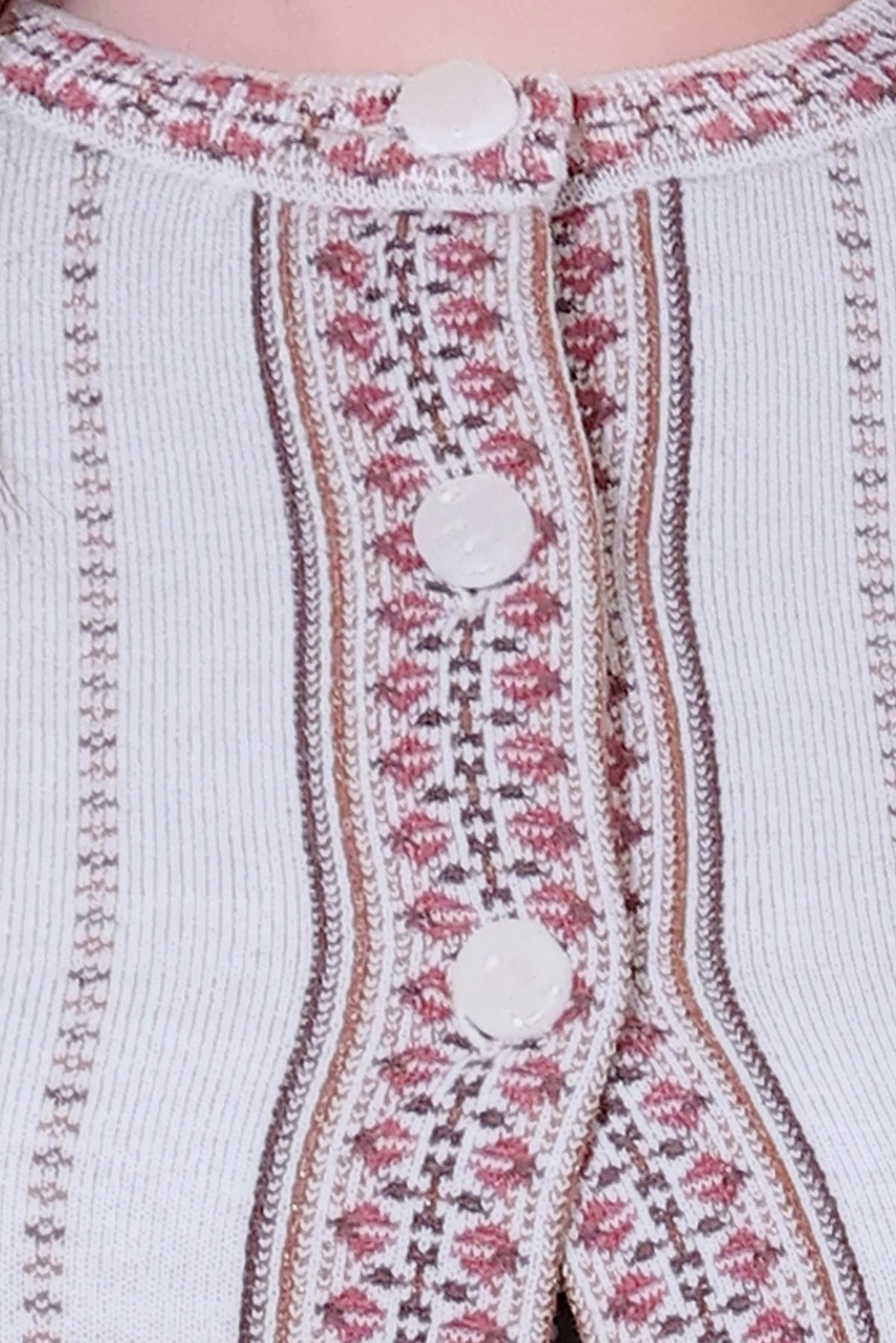 Jacquard Knit Warm Woollen Cardigan - White