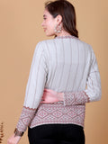 Jacquard Knit Warm Woollen Cardigan - White
