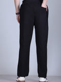 Black Solid Wide Leg Cotton Pyjama