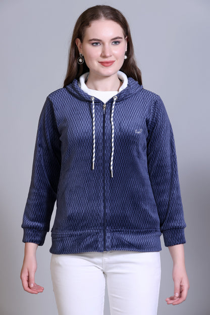 Winter Wear Cotton Fleece Jacket-French Blue