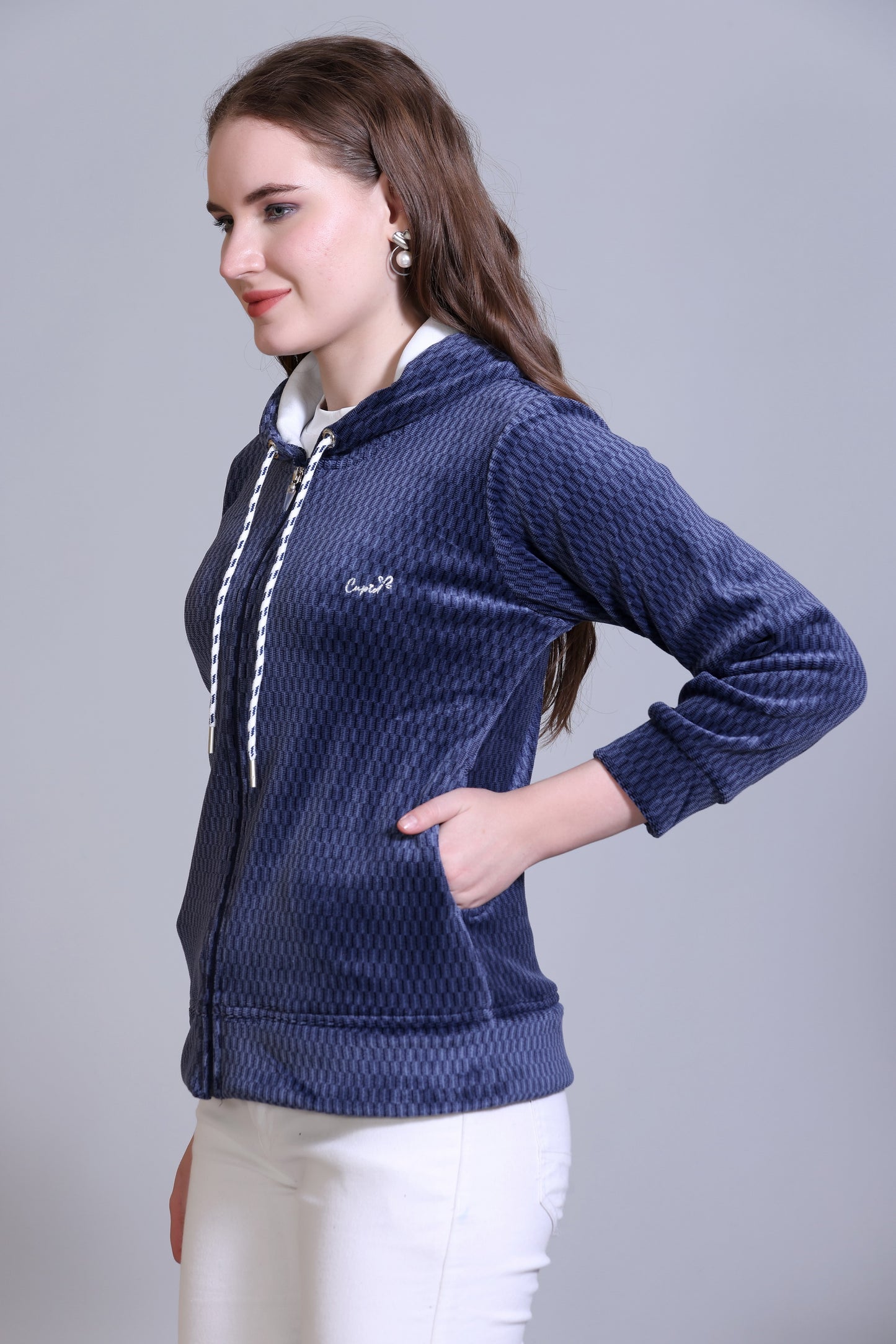 Winter Wear Cotton Fleece Jacket-French Blue