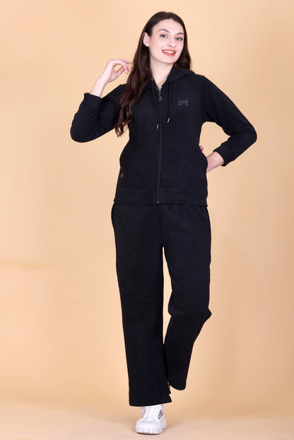 Winters Ultra Warm Fleece Tracksuit Set -Black
