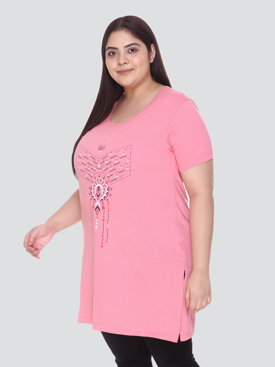 Buy Comfortable Half Sleeves Plus Size Cotton Long Top For Women