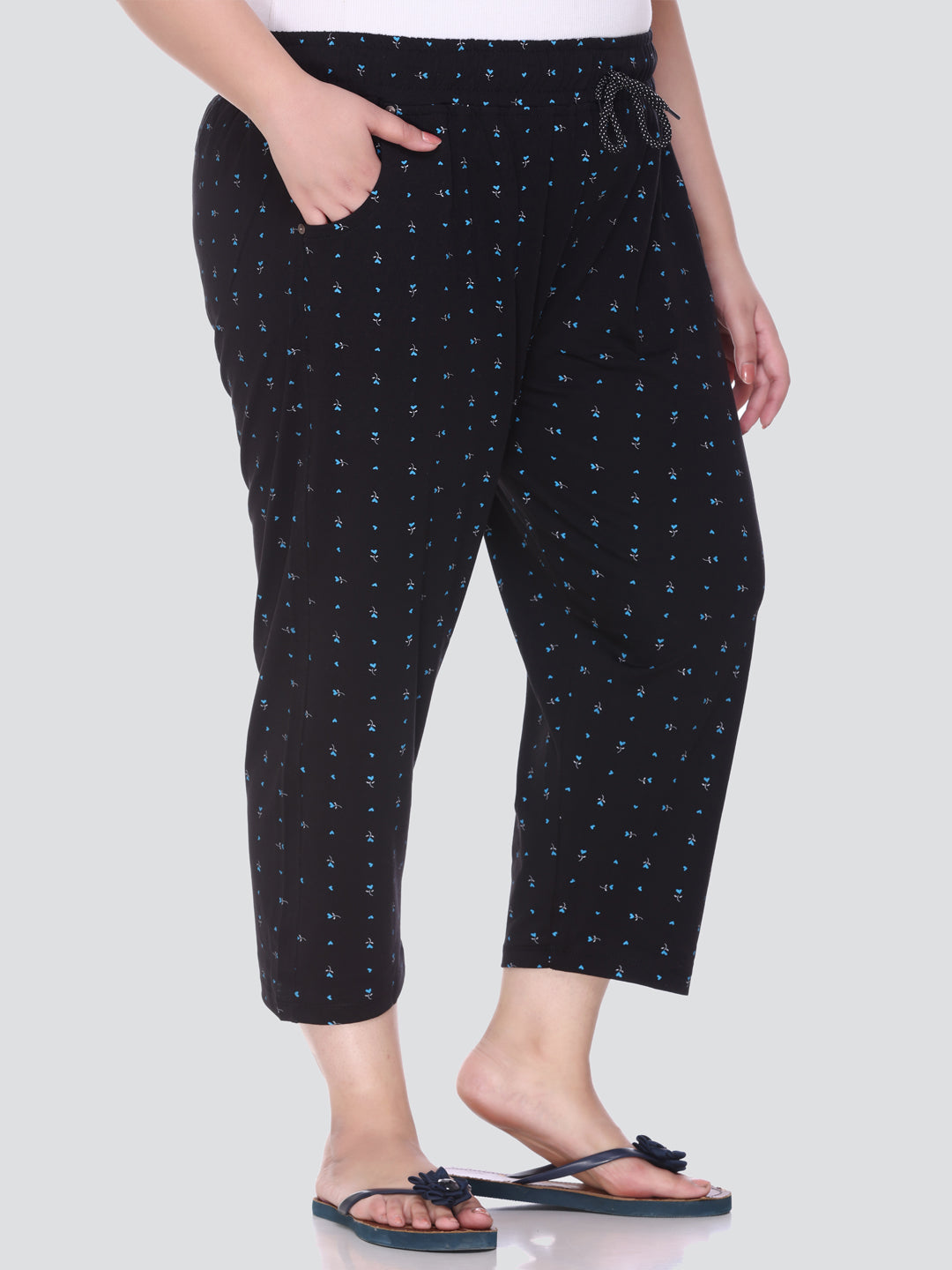 Buy V3E Womens Capri Soft Cotton Printed 34 Pyjama Pant PinkFree  size at Amazonin