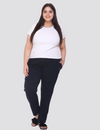 Cotton Trackpant For Women With One Side Zip Pocket - Navy Blue