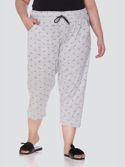 Plus Size Capri For Women - 3/4 Printed Pyjama (3XL TO 5XL)