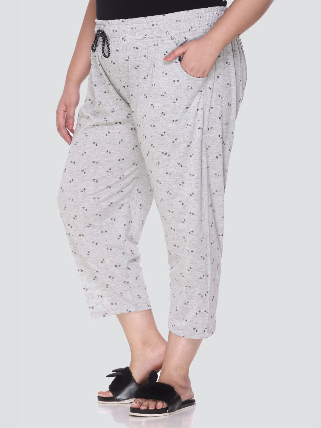 Buy Devil Womens Capri Soft Cotton Printed 34 Pyjama Pant Light  BlueFree size at Amazonin