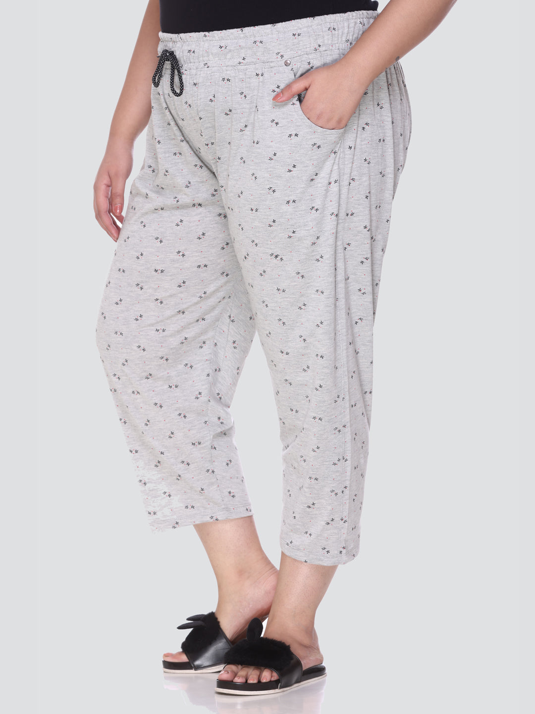 Plus Size Capri For Women 3/4 Printed Pyjama (3XL TO 5XL)
