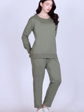 Women’s Cotton Fleece Co-Ord Set – Winter Wear-Olive