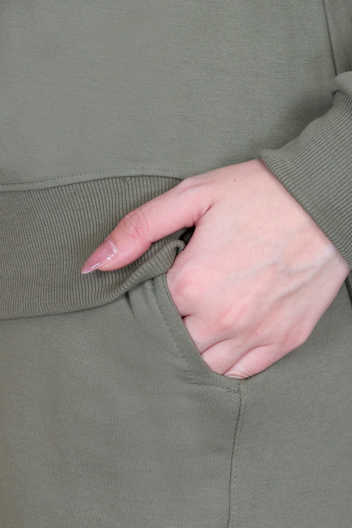 Women’s Cotton Fleece Co-Ord Set – Winter Wear-Olive