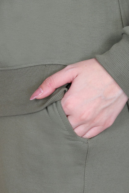 Women’s Cotton Fleece Co-Ord Set – Winter Wear-Olive