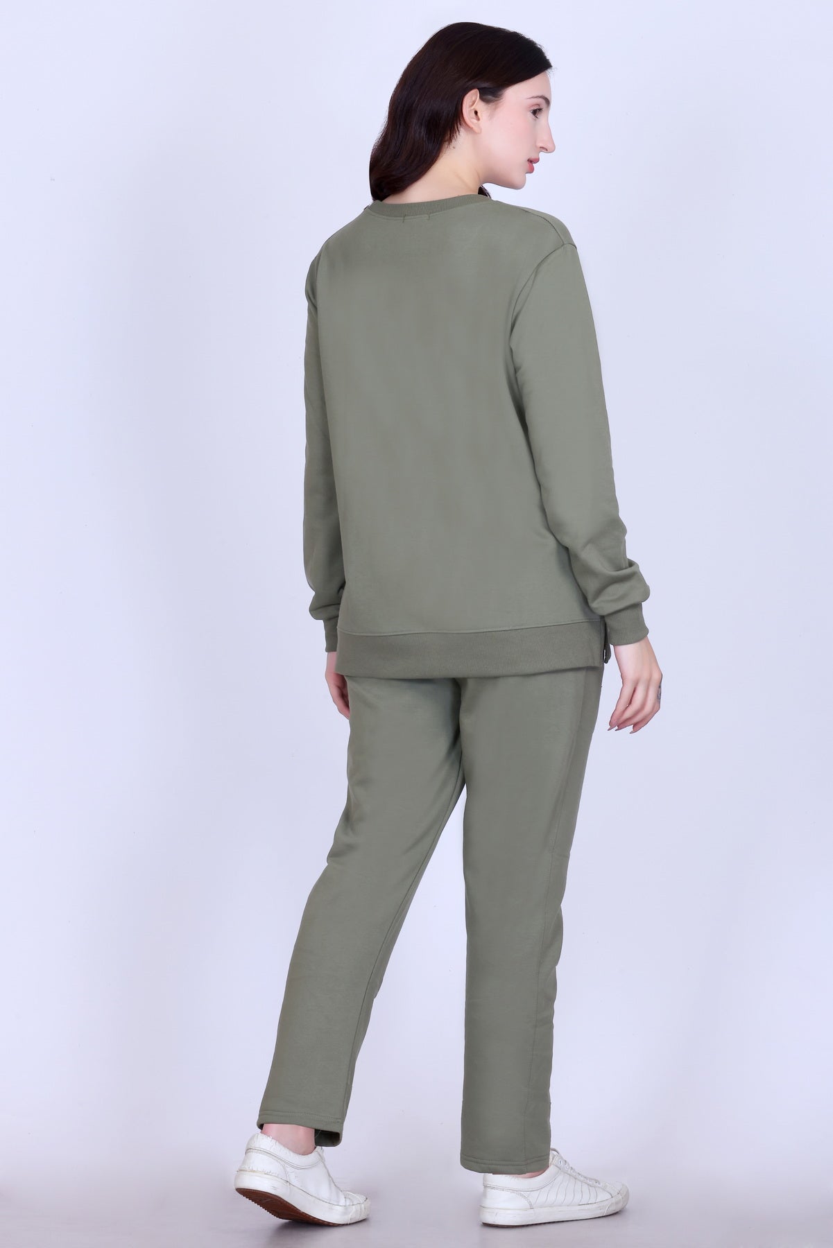 Women’s Cotton Fleece Co-Ord Set – Winter Wear-Olive