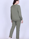 Women’s Cotton Fleece Co-Ord Set – Winter Wear-Olive