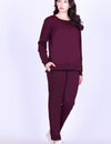 Women’s Cotton Fleece Co-Ord Set – Winter Wear-Wine
