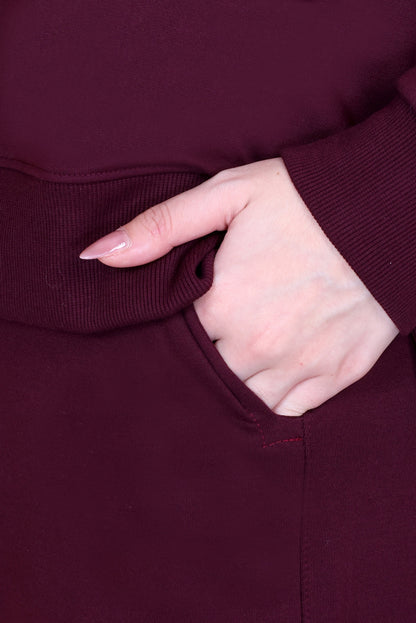 Women’s Cotton Fleece Co-Ord Set – Winter Wear-Wine