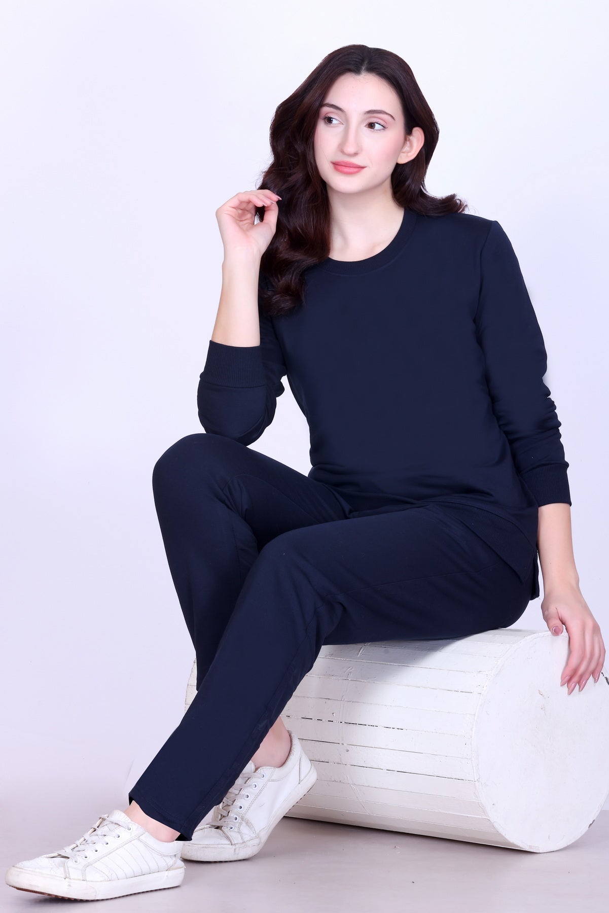 Women’s Cotton Fleece Co-Ord Set – Winter Wear-Navy