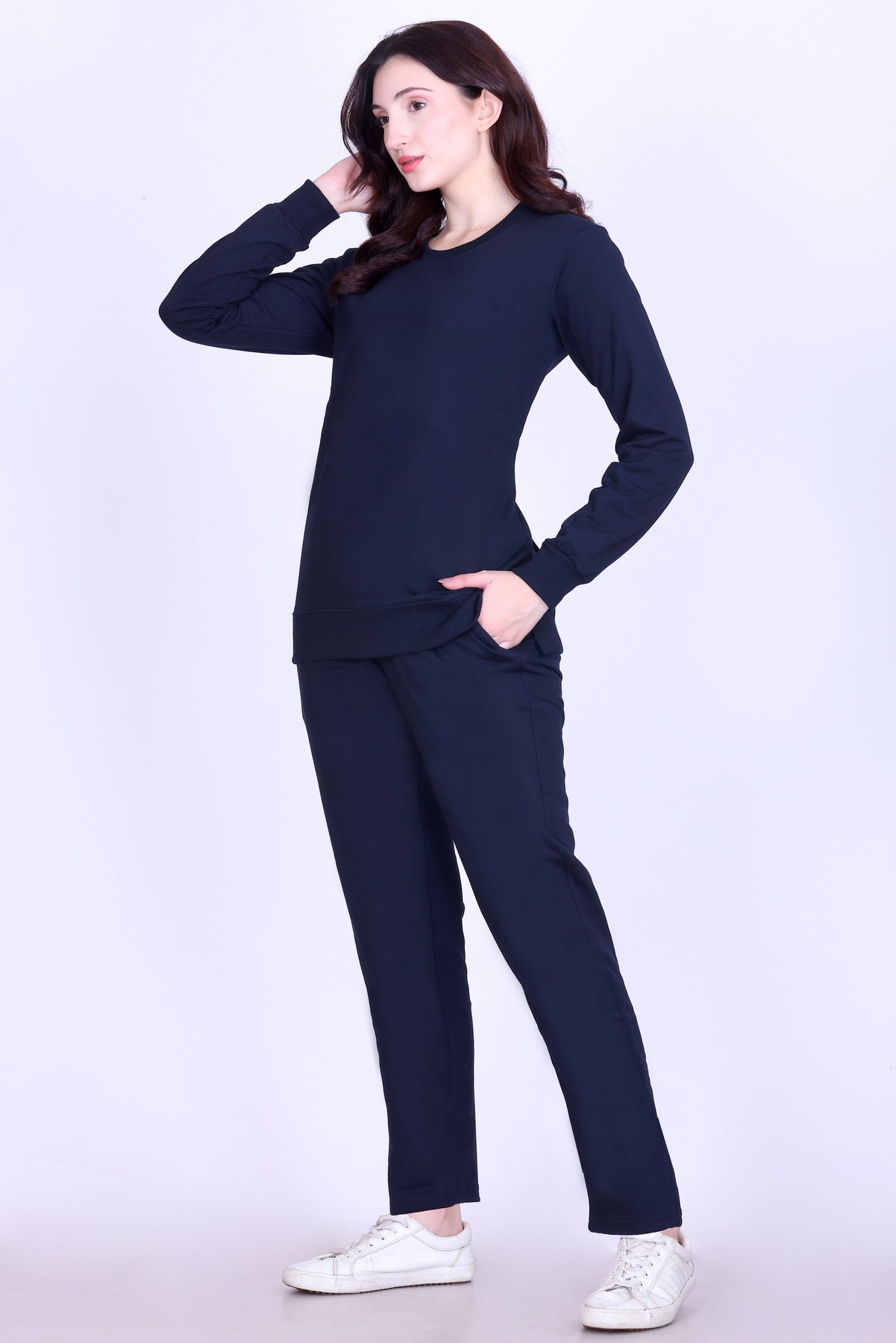 Women’s Cotton Fleece Co-Ord Set – Winter Wear-Navy