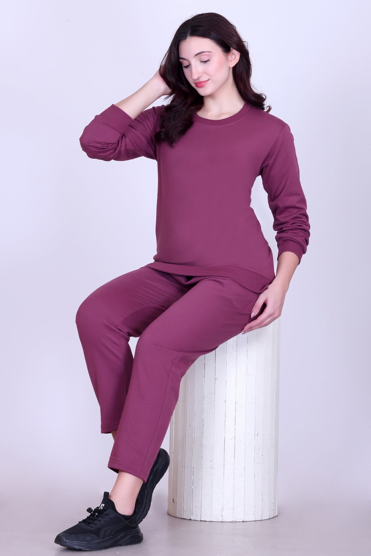 Women’s Cotton Fleece Co-Ord Set – Winter Wear- Mauve