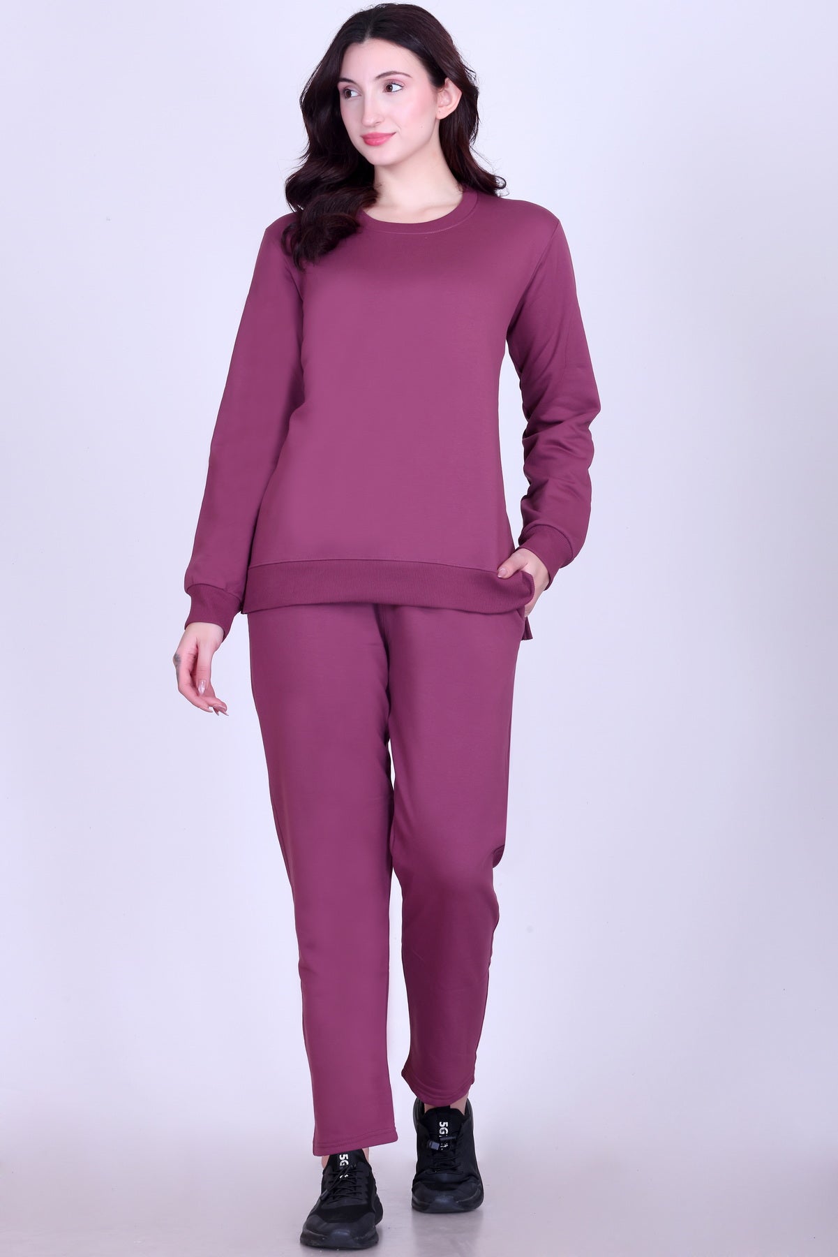Women’s Cotton Fleece Co-Ord Set – Winter Wear- Mauve