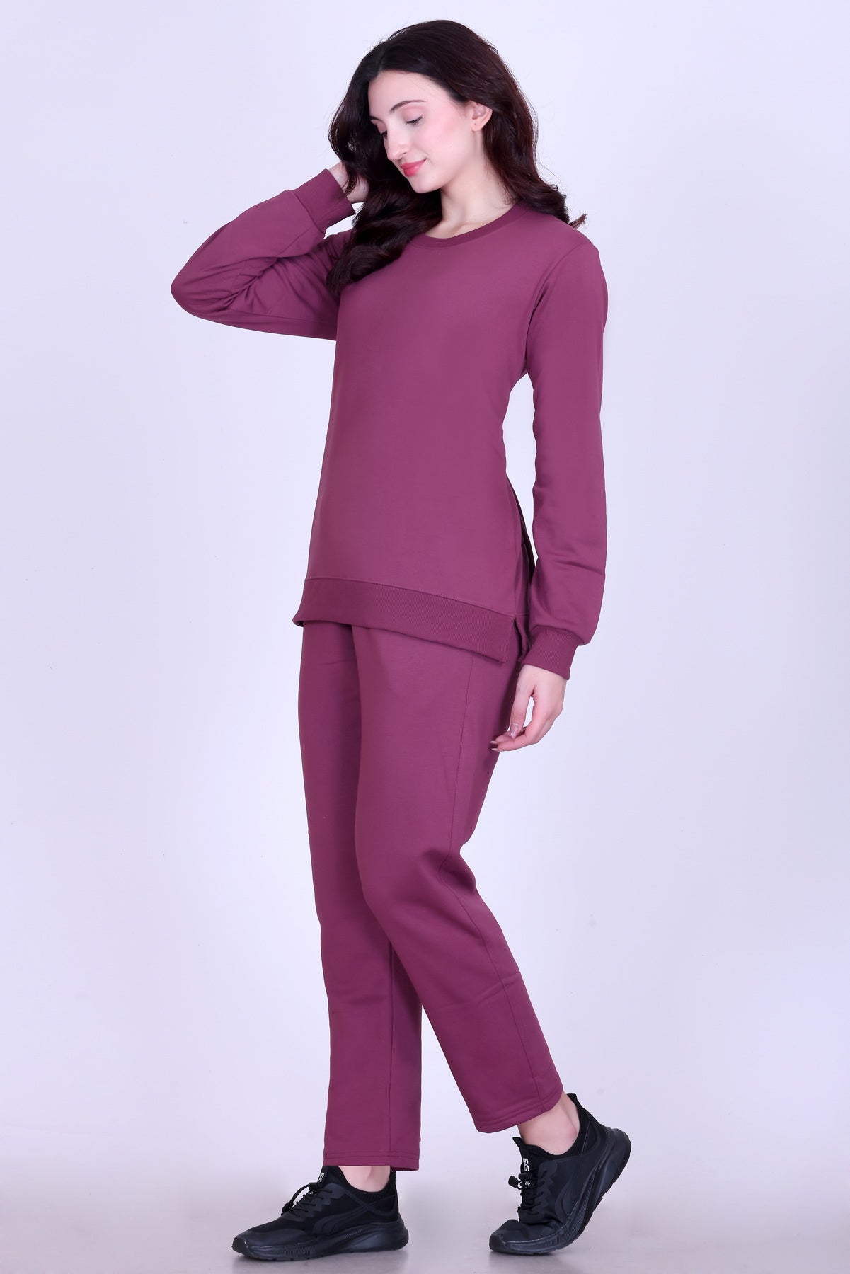Women’s Cotton Fleece Co-Ord Set – Winter Wear- Mauve