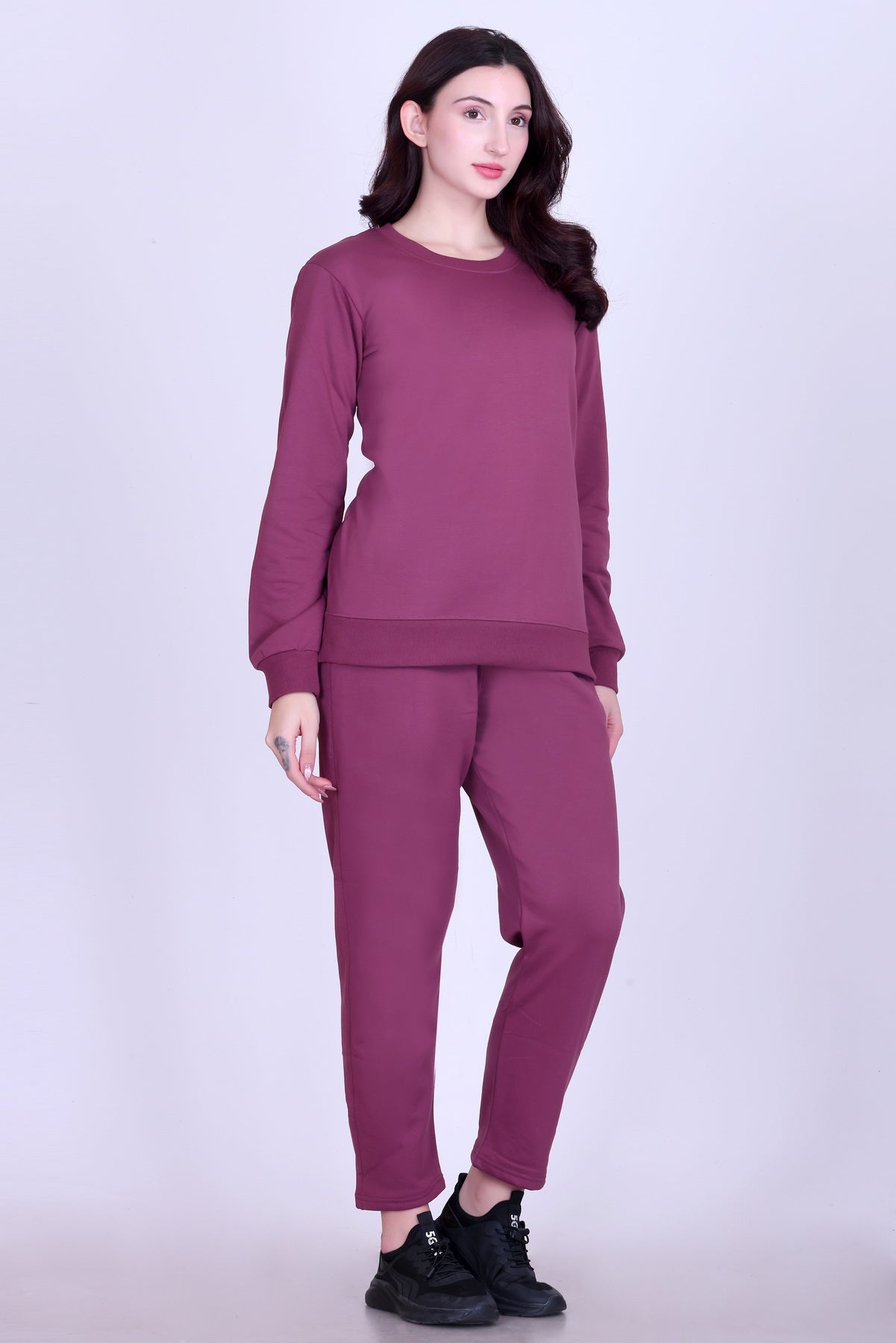 Women’s Cotton Fleece Co-Ord Set – Winter Wear- Mauve