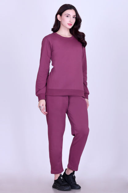 Women’s Cotton Fleece Co-Ord Set – Winter Wear- Mauve