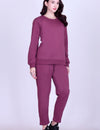 Women’s Cotton Fleece Co-Ord Set – Winter Wear- Mauve