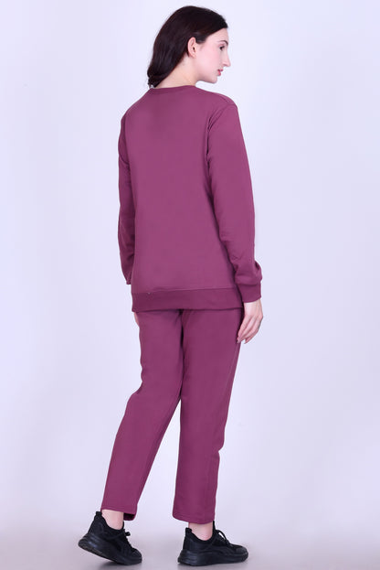 Women’s Cotton Fleece Co-Ord Set – Winter Wear- Mauve