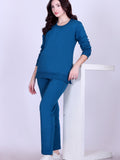 Women’s Cotton Fleece Co-Ord Set – Winter Wear-Teal Blue