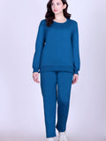 Women’s Cotton Fleece Co-Ord Set – Winter Wear-Teal Blue