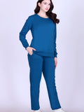 Women’s Cotton Fleece Co-Ord Set – Winter Wear-Teal Blue