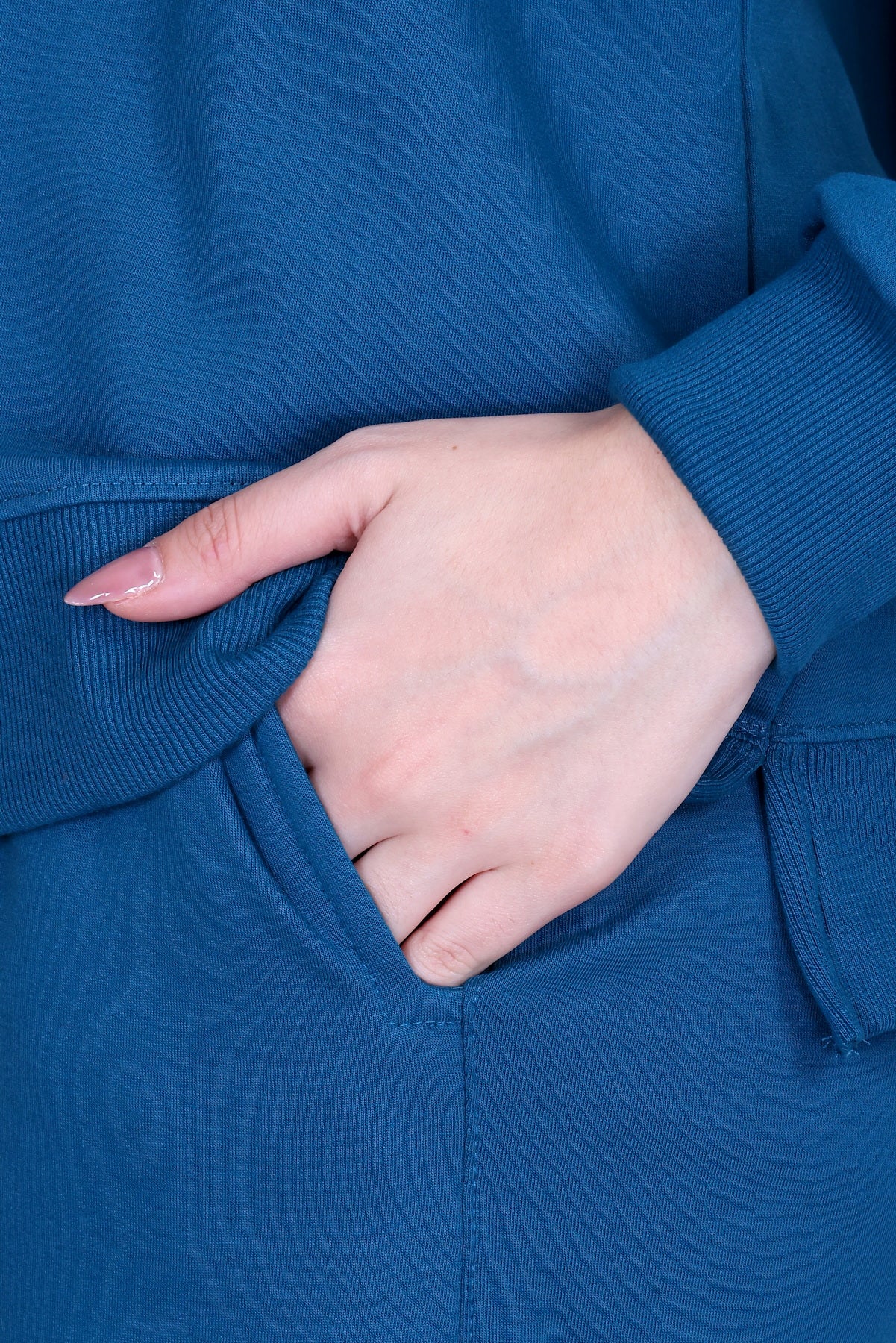 Women’s Cotton Fleece Co-Ord Set – Winter Wear-Teal Blue