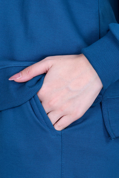 Women’s Cotton Fleece Co-Ord Set – Winter Wear-Teal Blue