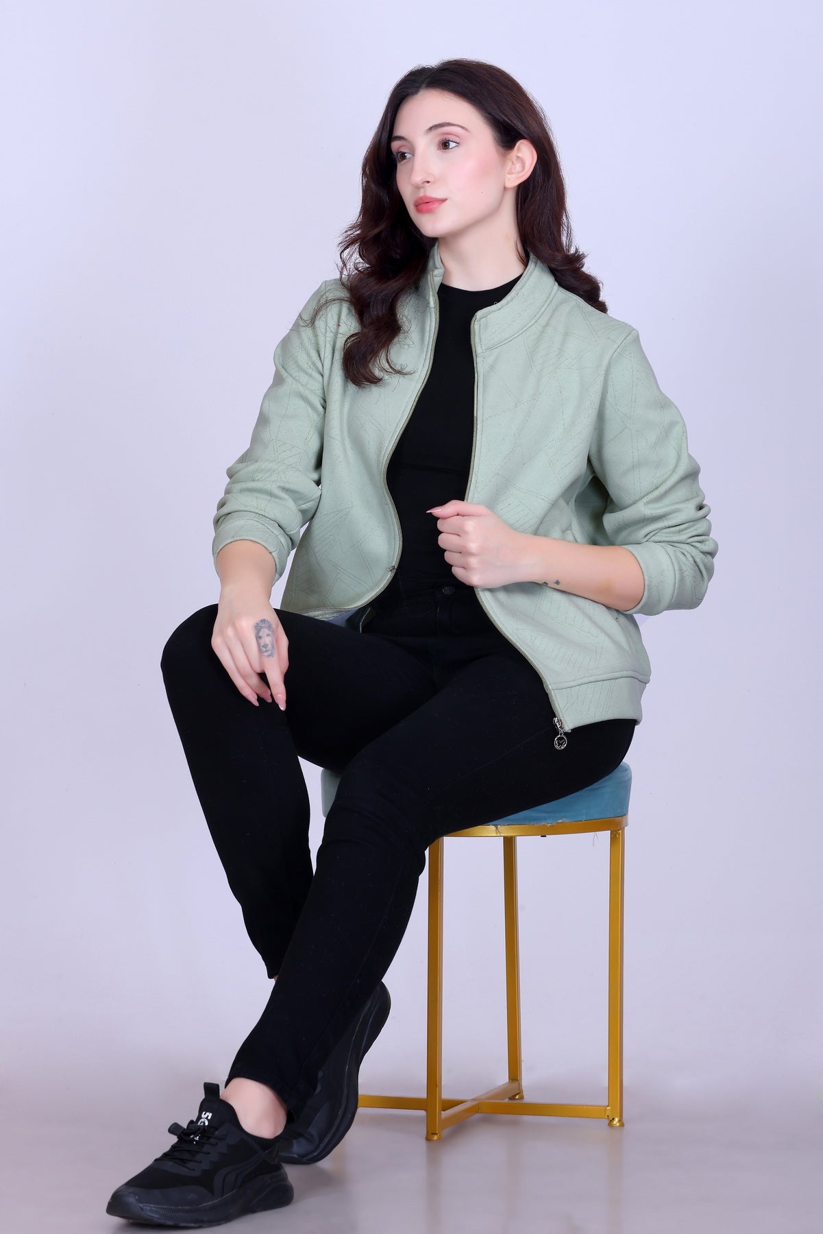 Women’s Winter Fleece Zip-Up Jacket (Stand Collar)