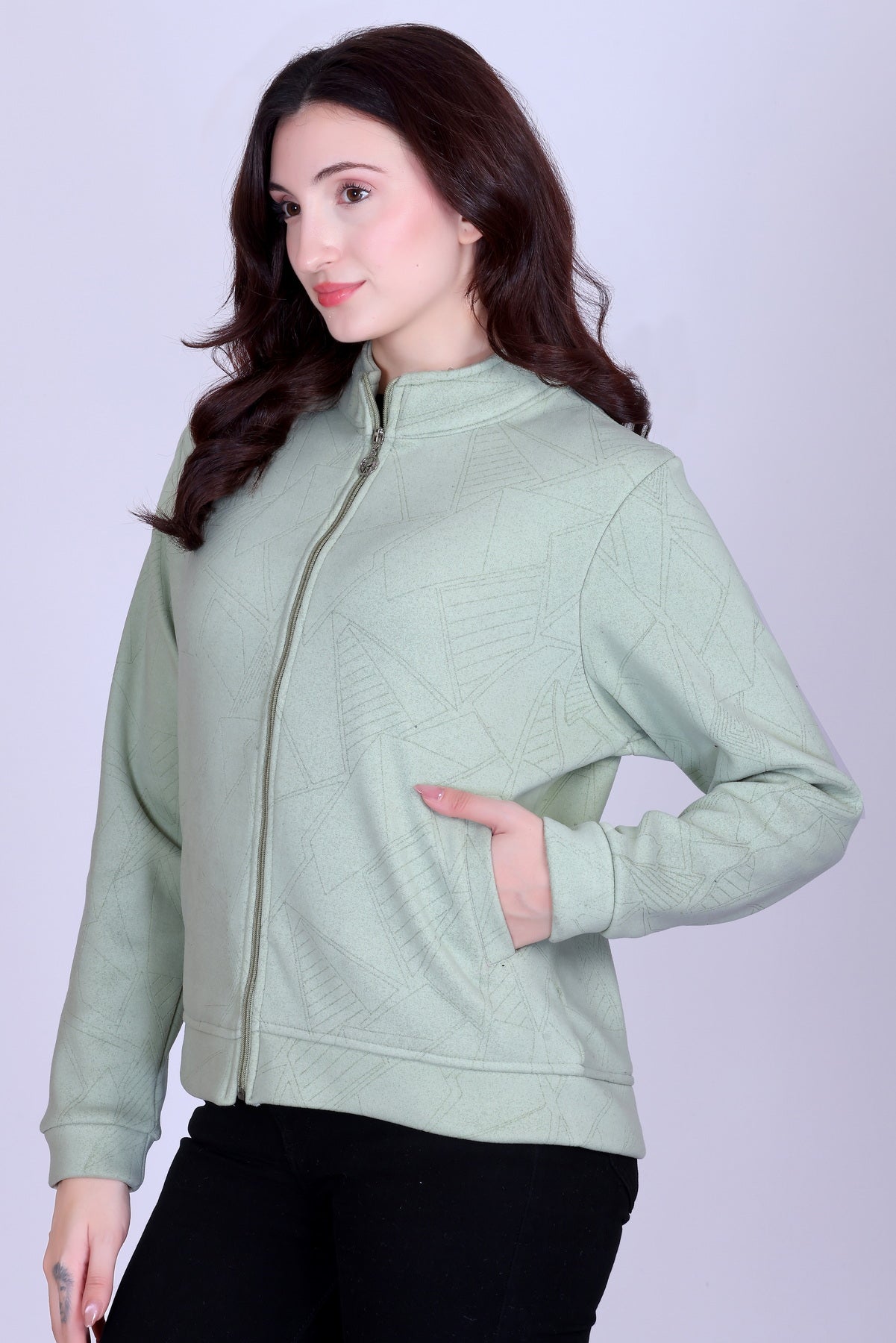 Women’s Winter Fleece Zip-Up Jacket (Stand Collar)