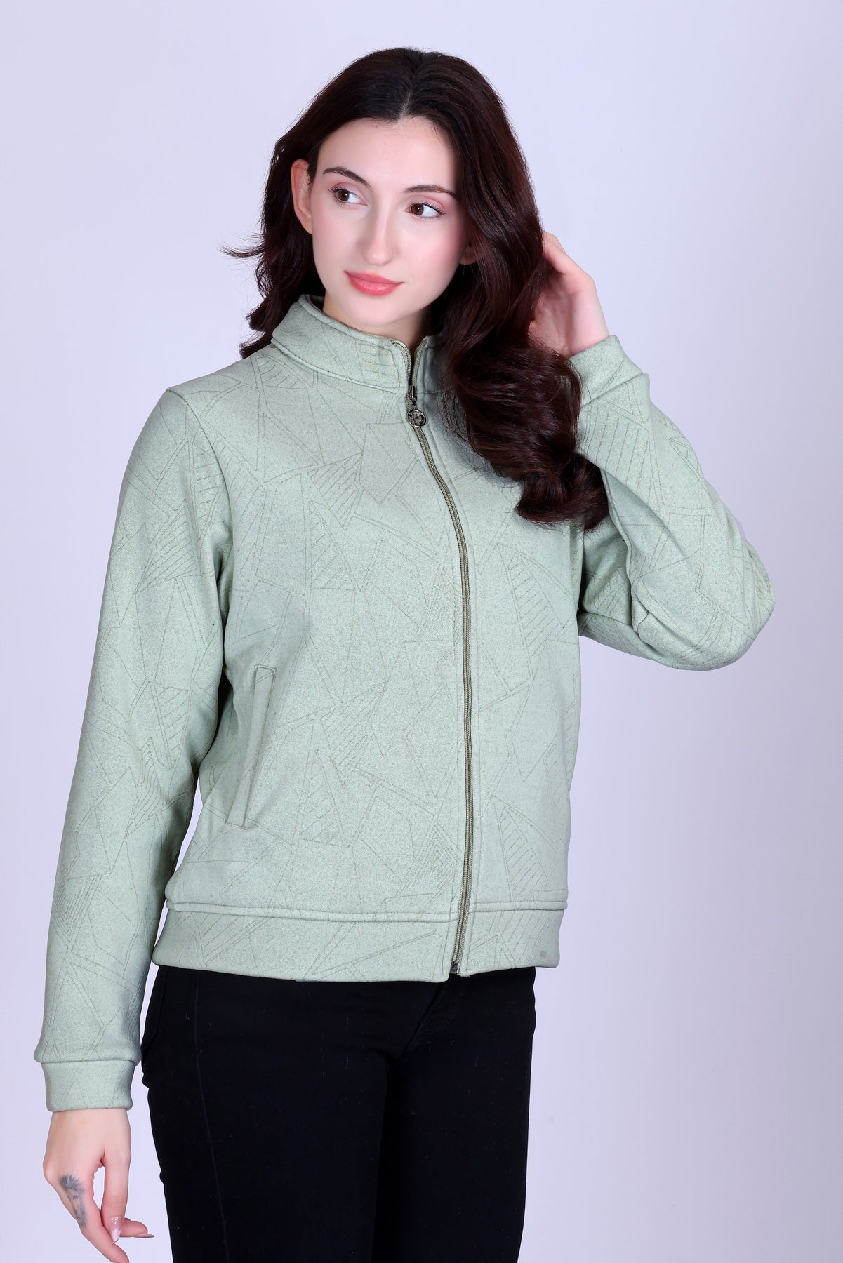 Women’s Winter Fleece Zip-Up Jacket (Stand Collar)