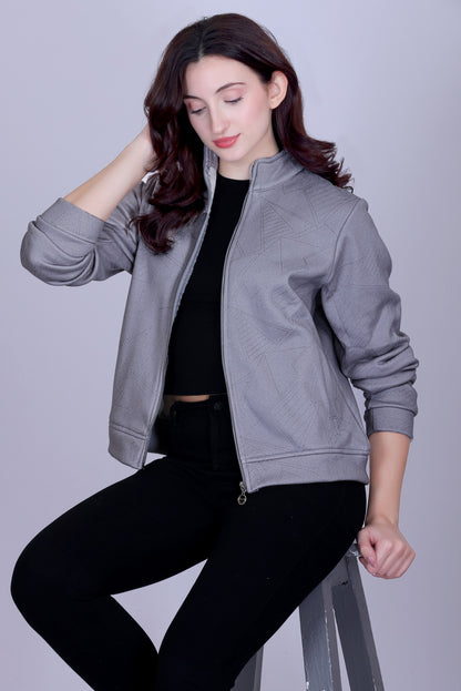 Women’s Winter Fleece Zip-Up Jacket (Stand Collar)