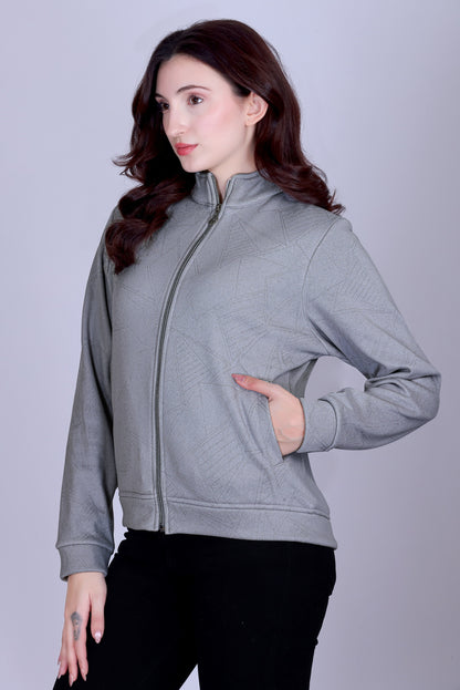 Women’s Winter Fleece Zip-Up Jacket (Stand Collar)